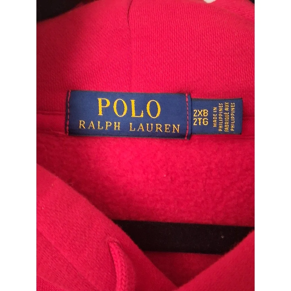 Polo Ralph Lauren Polo Bear USA Hockey Hoodie Red Mens 2XB Big & Tall Fleece - Picture 2 of 6